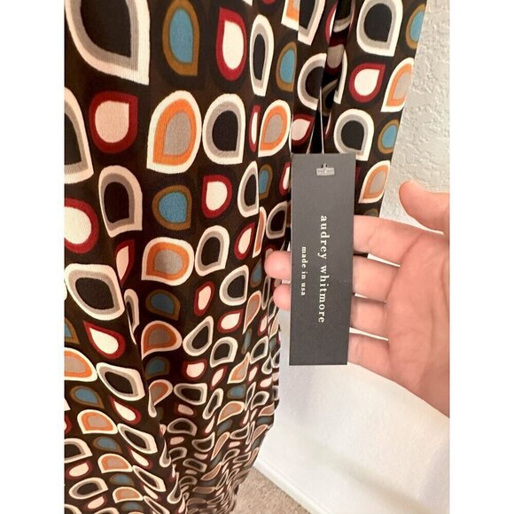 Audrey Whitmore Sheath Midi Dress L/XL 3/4 Sleeves Multicolor Geo Retro Work NWT - Picture 5 of 8